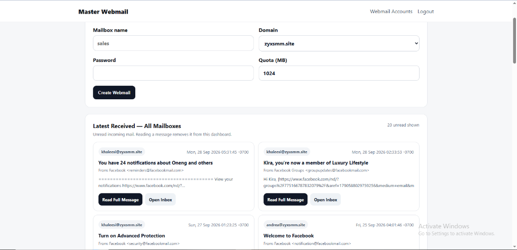 ZYX Master Webmail